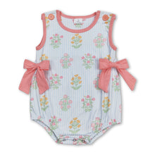 Load image into Gallery viewer, Sleeveless stripe floral baby girls spring romper