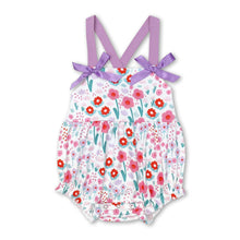 Load image into Gallery viewer, Lavender straps floral baby girls spring summer romper