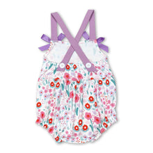Load image into Gallery viewer, Lavender straps floral baby girls spring summer romper