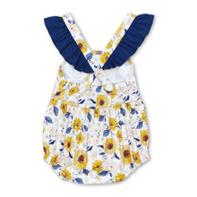Load image into Gallery viewer, Blue flutter sleeves sunflower baby girls summer romper