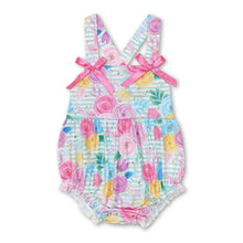 Load image into Gallery viewer, Straps stripe floral baby girls spring summer romper