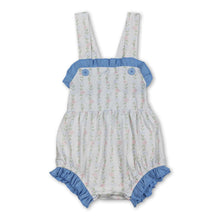 Load image into Gallery viewer, Straps light blue floral baby girls summer romper
