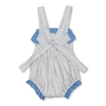 Load image into Gallery viewer, Straps light blue floral baby girls summer romper