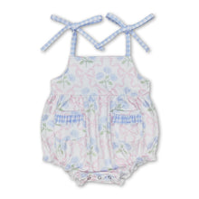 Load image into Gallery viewer, Straps light blue floral baby girls summer romper