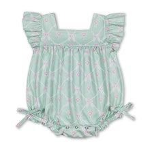 Load image into Gallery viewer, Mint flutter sleeves floral baby girls spring romper