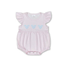 Load image into Gallery viewer, Pink plaid flutter sleeves mouse baby girls romper