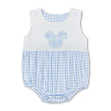 Load image into Gallery viewer, Blue plaid sleeveless mouse baby boys romper