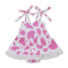 Load image into Gallery viewer, Pink cow straps baby girls summer romper