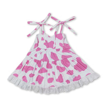 Load image into Gallery viewer, Pink cow straps baby girls summer romper