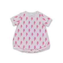 Load image into Gallery viewer, Short sleeves pink thunder print baby girls romper