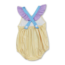 Load image into Gallery viewer, Flutter sleeves yellow mouse bow baby girls romper