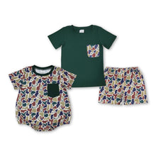 Load image into Gallery viewer, Short sleeves green camo pocket baby boys romper