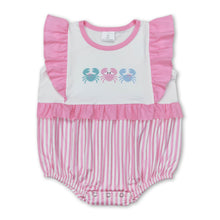 Load image into Gallery viewer, Flutter sleeves crab pink stripe baby boy summer romper