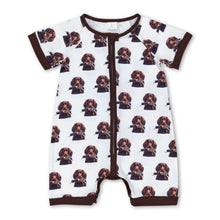 Load image into Gallery viewer, Short sleeves duck dog zipper baby boy romper