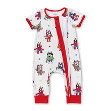 Load image into Gallery viewer, Short sleeves dog spider kids boys zipper romper
