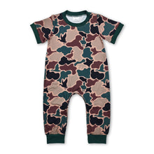 Load image into Gallery viewer, Green short sleeves duck camo baby boy romper