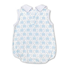 Load image into Gallery viewer, Sleeveless light blue elephant baby boy summer romper