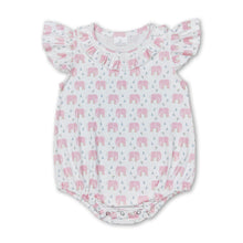 Load image into Gallery viewer, Flutter sleeves pink elephant baby girl summer romper