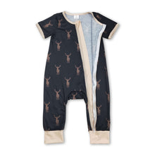 Load image into Gallery viewer, Short sleeves deer baby boy bamboo zipper sleeper