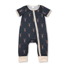 Load image into Gallery viewer, Short sleeves deer baby boy bamboo zipper sleeper