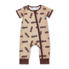 Load image into Gallery viewer, Short sleeves brown duck call baby boy zipper sleeper