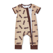 Load image into Gallery viewer, Short sleeves brown duck call baby boy zipper sleeper