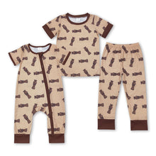 Load image into Gallery viewer, Short sleeves brown duck call baby boy zipper sleeper