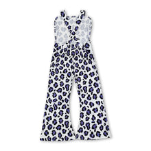 Load image into Gallery viewer, Purple leopard straps kids girls overalls