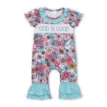 Load image into Gallery viewer, Short sleeves god is good floral baby girls romper