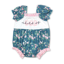 Load image into Gallery viewer, Short sleeves child of god floral baby girls romper