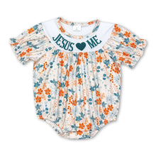 Load image into Gallery viewer, Short sleeves Jesus love me floral baby girls romper