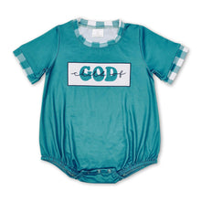 Load image into Gallery viewer, Short sleeves Child of god plaid baby boys romper