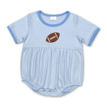 Load image into Gallery viewer, Short sleeves light blue football baby kids romper