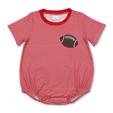 Load image into Gallery viewer, Red short sleeves stripe football baby kids romper