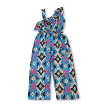 Load image into Gallery viewer, One shoulder beige turquoise aztec girls western jumpsuit