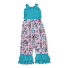 Load image into Gallery viewer, Aqua ruffle Christmas tree king ballet baby girls overalls