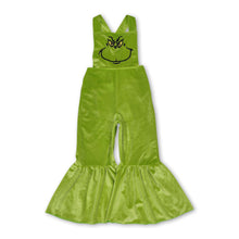 Load image into Gallery viewer, Straps green face kids girls Christmas bell bottom overalls