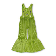 Load image into Gallery viewer, Straps green face kids girls Christmas bell bottom overalls