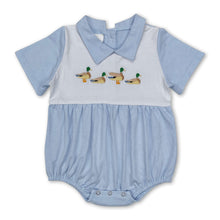 Load image into Gallery viewer, Light blue short sleeves duck baby boy romper