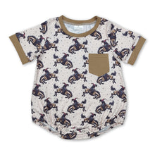 Load image into Gallery viewer, Short sleeves pocket horse rodeo western baby romper