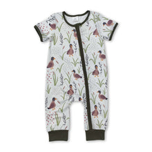 Load image into Gallery viewer, Short sleeves duck grass baby boy zipper romper