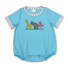 Load image into Gallery viewer, Short sleeves giraffe elephant flamingo baby boy romper