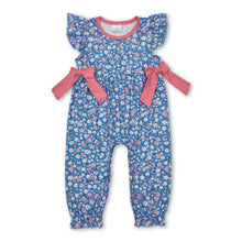 Load image into Gallery viewer, Flutter sleeves floral bow baby girls romper