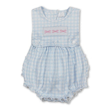 Load image into Gallery viewer, Sleeveless bow embroidery plaid ruffle baby girls romper