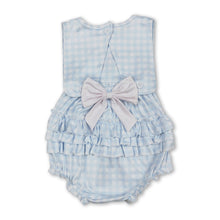 Load image into Gallery viewer, Sleeveless bow embroidery plaid ruffle baby girls romper