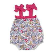 Load image into Gallery viewer, Hot pink straps floral baby girls spring summer romper