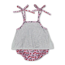 Load image into Gallery viewer, Straps stripe cherry baby girls summer romper