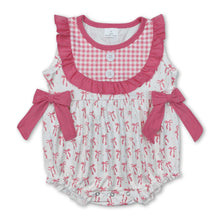 Load image into Gallery viewer, Sleeveless plaid bow baby girls summer romper