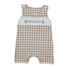 Load image into Gallery viewer, Khaki plaid sleeveless daddy's boy deer baby romper