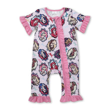 Load image into Gallery viewer, Pink ruffle short sleeves bow princess baby girls zipper romper